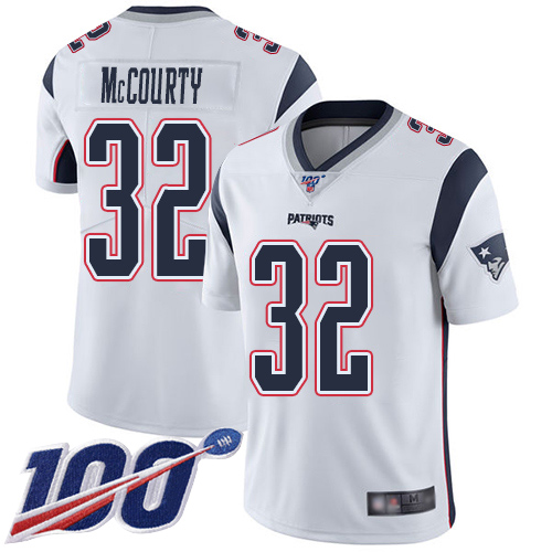 New England Patriots Football 32 100th Season Limited White Men Devin McCourty Road NFL Jersey